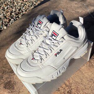 WHITE FILA DISRUPTORS